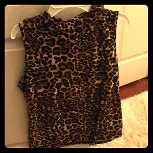 Turtle neck cheetah print shirt